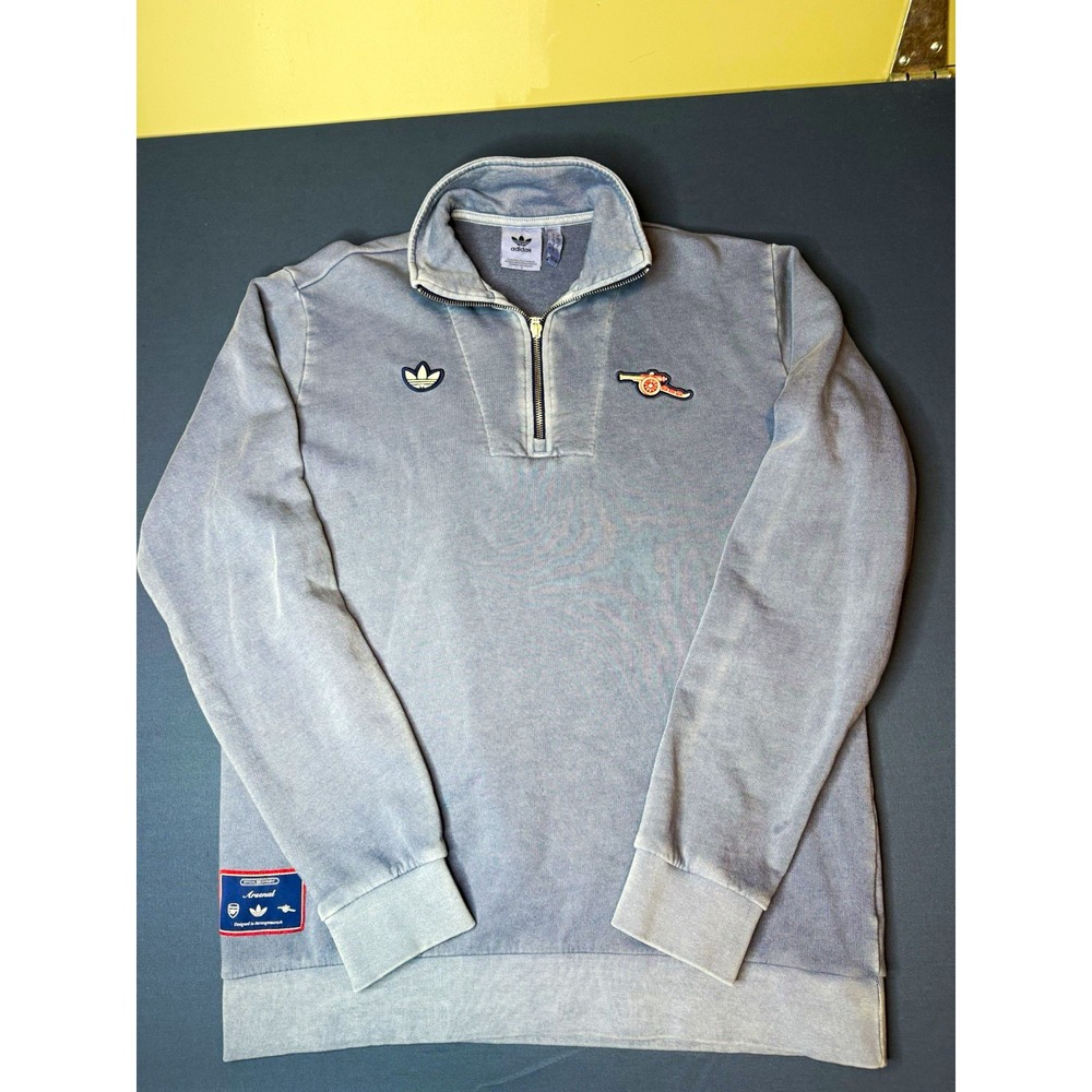 Adidas Originals Arsenal FC Quarter Zip Sweatshirt Men's L Washed Blue Cannon